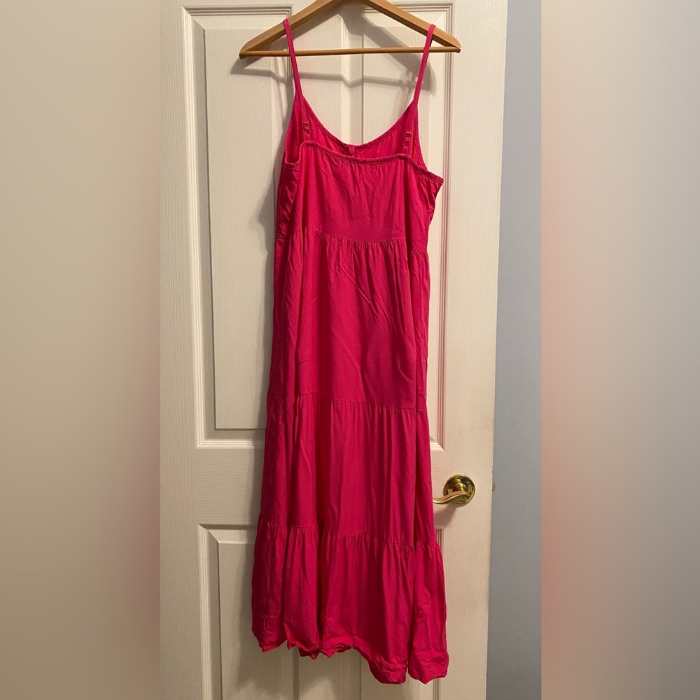 Reitmans Hot Pink Tiered Button-Down Maxi Dress - Barbie Summer Chic - Size L - Picture 3 of 4